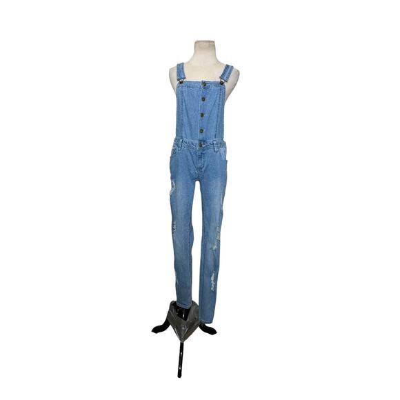 Tinseltown blue distressed denim overalls size M - Picture 8 of 16